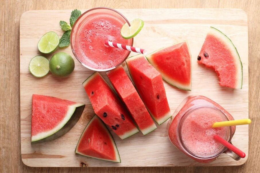 Diet menu with watermelon